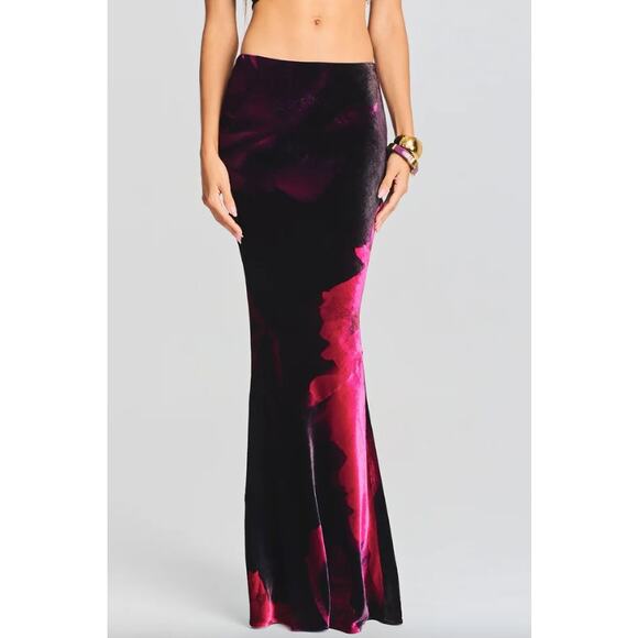 Retrofete Dresses & Skirts - retrofête Freyja Velvet Silk Maxi Skirt Acid Roses Medium NEW NWT!